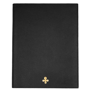 Notes skórzany w kolorze czarnym pozłacany