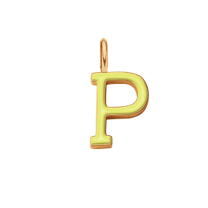 Literka P z żółtą emalią pozłacana