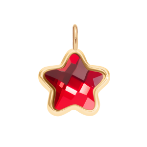 Zawieszka Mini Icons gwiazdka z czerwonym kryształem, pozłacana