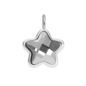Zawieszka Mini Icons gwiazdka z ciemnoszarym kryształem, posrebrzana