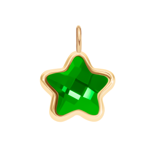 Zawieszka Mini Icons gwiazdka z zielonym kryształem, pozłacana