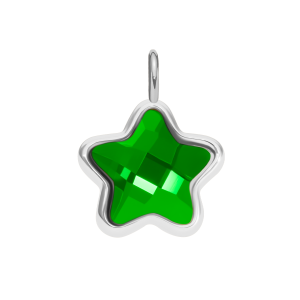 Zawieszka Mini Icons gwiazdka z zielonym kryształem, posrebrzana