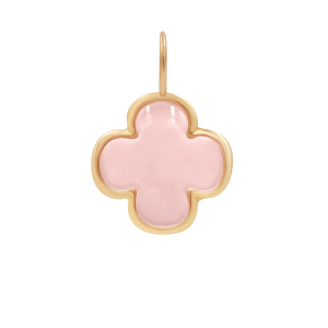 Zawieszka wisząca Koniczynka okrągła 0,8 cm, Pink Opal, złoto zółte 585