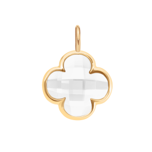 Zawieszka Mini Icons koniczyna z mlecznym kryształem, pozłacana