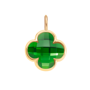 Zawieszka Mini Icons koniczyna z zielonym kryształem, pozłacana