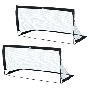 Homcom Set di 2 Porte da Calcio Pieghevoli per Bambini e Adulti, 186x90x89 cm, Nero
