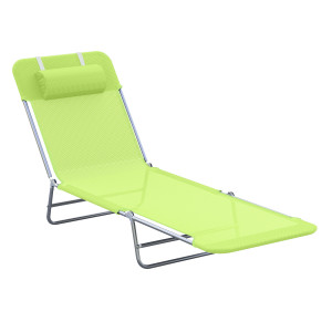 Outsunny Sezlong pentru Gradina Pliabil cu Spatar Reclinabil Verde deschis | Aosom Romania