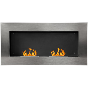 HOMCOM Semineu pe Bioetanol incalzitor Realizat din Inox cu 2 Arzătoare, aparat de incalzire ecologic 110x54x14cm  Aosom |Romania