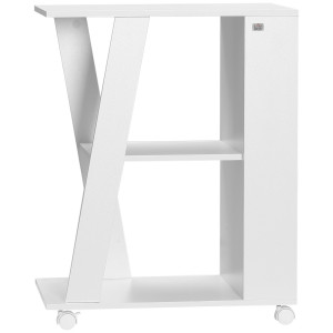 Homcom Carrello da Cucina Portavivande in Legno con 2 Ripiani e Ruote, 60x38x77cm, Bianco Aosom