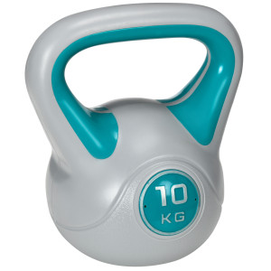 Sportnow Kettlebell 10kg in PU e Sabbia con Base Piatta e Impugnatura pratica per Stacchi, Squat e Sollevamenti, 22x16x26 cm, Verde Scuro Aosom