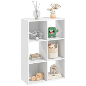 Homcom Libreria Scaffale Moderna discreto con 6 Scomparti in Legno per Casa e Ufficio, pannelli truciolari rifiniti, 91.5x29.5x61.5cm Aosom Italy