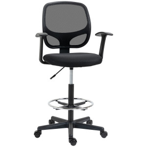 Vinsetto Sedia da Ufficio Ergonomica ad Altezza Regolabile con Braccioli, Rotelle e Seduta Imbottita, 60x56x110-132 cm, Nera   Aosom Italy