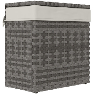 Outsunny Cesta Contenitore da Giardino e Casa in Rattan con Tessuto Interno, 57x34x62cm, Grigio Aosom