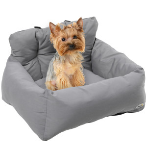 Pawhut Seggiolino Auto per Cani Piccoli Sfoderabile e Lavabile con Cinghie di Sicurezza, Grigio Scuro Aosom