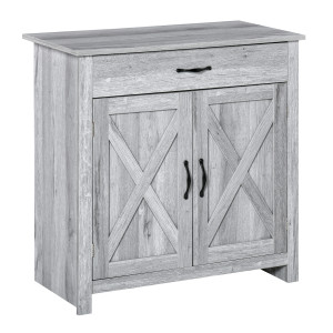 Homcom Credenza Cucina Country con Armadietto a 2 Ante e Cassetto, 80x39.7x80cm, Grigio Aosom