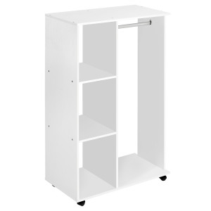 Homcom E Armadio Guardaroba con Ruote in Legno, bianco, 80x40x128cm