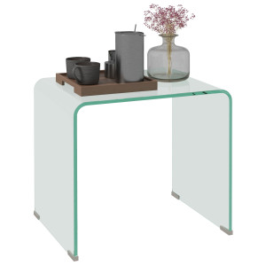 Homcom Tavolino in Vetro Temperato Moderno da Salotto con Design Monoblocco, 50x40x45 cm, Trasparente