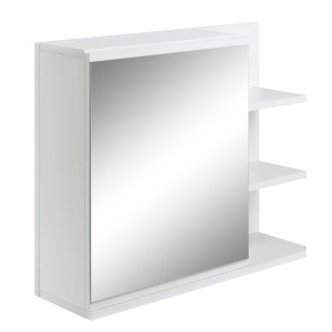 Kleankin Mobiletto Bagno Moderno con Specchio e 3 Ripiani Laterali in Legno, a Parete con Anta e 4 viti a espansione, 60x18x50cm, Bianco  Aosom italy