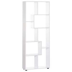 Homcom Libreria Scaffale Moderna di Design a 8 Ripiani in Legno Truciolare, Arredamento Casa e Ufficio, 70x24x178cm Bianco Aosom
