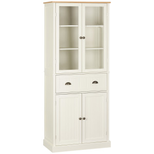 Homcom Mobile Dispensa a 5 Livelli con Cassetto Centrale, in MDF e Truciolato, 76x40x182.5 cm, Bianco Crema   Aosom Italy