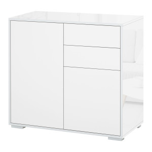 Homcom Credenza Multifunzione Moderno con mensole regolabili, 2 Cassetti e 2 Ante a Pressione, linee contemporanee, Bianco Opaco   Aosom Italy