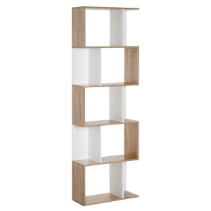 Homcom libreria in Legno, Scaffale a Ripiani, Mobile Contemporaneo, Bianco  legno naturale 60 × 24 × 184.5cm Aosom
