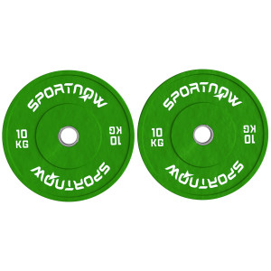 Sportnow Set 2 Dischi Pesi da 10kg in Gomma con Foro da 2"/5 cm per Manubri e Bilancieri, Verde