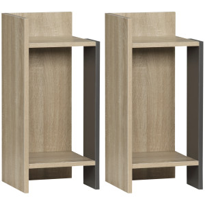 Homcom Comodino Moderno Grigio con Ripiano Aperto, Set da 2 Pezzi in Truciolato per Camera da Letto e Soggiorno, 27x25x60 cm Aosom