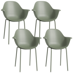 Outsunny Set 4 Sedie da Giardino con Piedini Antiscivolo, in PP e Acciaio, 59x55x84 cm, Verde   Aosom Italy