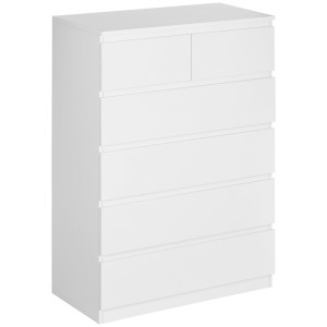 Homcom Cassettiera 6 Cassetti con Design Antiribaltamento, in Truciolato, 80x39x115 cm, Bianco Aosom