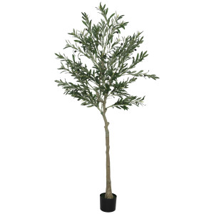 Homcom Pianta Artificiale di Olivo Alta 180 cm, Albero Finto con 900 Foglie e 40 Olive, Vaso Incluso   Aosom Italy