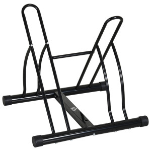 Homcom Rastrelliera da Terra per 2 Biciclette con Pneumatici fino 6.5 cm, Telaio Orientabile in Acciaio Nero, 60x54x57cm Aosom