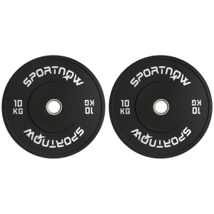 Sportnow Set 2 Dischi Pesi da 10kg in Gomma con Foro da 2"/5 cm per Manubri e Bilancieri, Nero