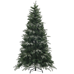 Homcom Albero di Natale Innevato con 850 Rami e Design a Sezioni, in Plastica e Acciaio, Ø110x180 cm, Verde