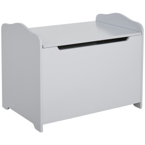 Homcom Cassapanca Portagiochi in Legno, Panca Contenitore per Cameretta Coperchio con Pistone Pneumatico, 60x40x48cm, Grigio Aosom
