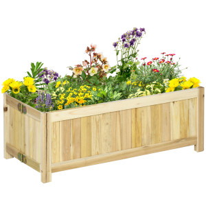 Outsunny Fioriera in Legno Pieghevole da Esterno, Orto Rialzato da Balcone, Orto in Cassetta Richiudibile con Base Drenante, 70x30x25cm Aosom