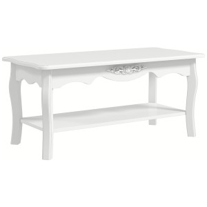 Homcom Tavolino da Caffè Basso classico ed elegante in Legno, Tavolo Salotto, Bianco, 94x44x42cm