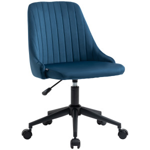 Vinsetto Sedia da Scrivania Girevole Ergonomica con Rotelle ed Altezza Regolabile, Sedia da Ufficio in Tessuto Effetto Velluto, Blu   Aosom Italy