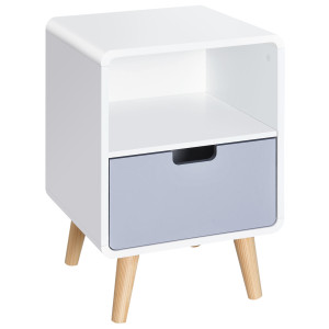 Homcom Comodino con Cassetto in MDF e Legno di Pino per Camera da Letto, Soggiorno e Bagno, 40x38x58 cm Aosom