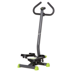 Homcom Stepper con Manubrio e Monitor LCD, Pedali Antiscivolo e Struttura in Acciaio e ABS, 55x44x108Acm, Grigio e Verde Aosom