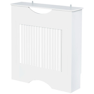 Homcom Copritermosifone Bianco in MDF con Piano d'Appoggio e Design Antiribaltamento, 78x19x82 cm Aosom