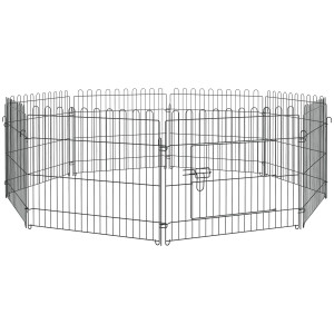 Pawhut Recinto per Cani per Animali Gatti Cani Cuccioli Gabbia in Acciaio Diametro 158 x 61cm Nero Aosom