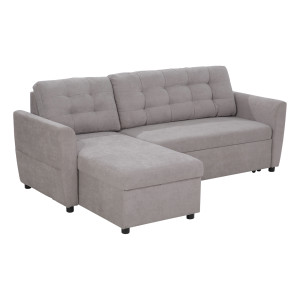 Homcom Divano Letto 3 Posti con Vano Contenitore in Tessutto Effetto Lino, Divano Letto Penisola, 217x134x85 cm, Grigio   Aosom Italy