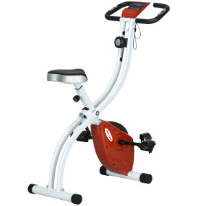 Sportnow Cyclette Magnetica Pieghevole con 8 Livelli di Resistenza e Seduta Regolabile in Acciaio Resistente Rosso  Aosom
