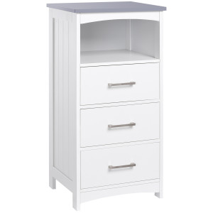 Kleankin Mobile Bagno con Scaffale Aperto e 3 Cassetti, armadietto Superficie verniciata e Design Rialzato, in MDF, 40x33x80cm, Bianco  Aosom Italy