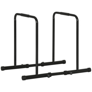 Sportnow Barra per Dip in Acciaio ad Altezza Regolabile con 6 Lunghezze Regolabili, 90-102x65x80-90 cm, Nera Aosom