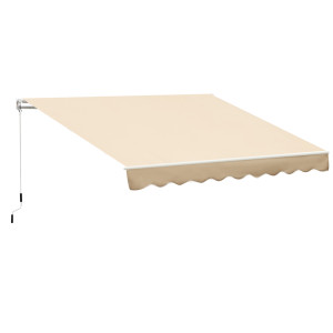 Outsunny Tenda da Sole Avvolgibile a Caduta Manuale per Porte e Finestre, in Alluminio e Poliestere Anti-UV, 300x245cm, Beige   Aosom Italy