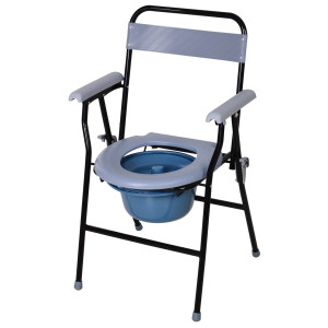 Homcom Sedia WC Pieghevole con Vaso Rimovibile in Tubi di Ferro e Plastica, 52x50x75cm Aosom
