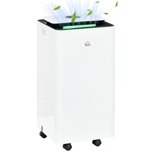 Homcom Deumidificatore da 12L in ABS con 5 Modalità, 2 Velocità e Timer da 24h, 25x25x50.5 cm, Bianco e Nero