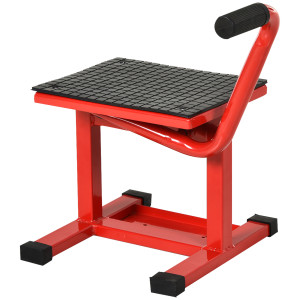 Durhand Cavalletto Alzamoto in Acciaio max 150kg con Superficie in Gomma e Manovella, 48x34x43 cm, Rosso Aosom